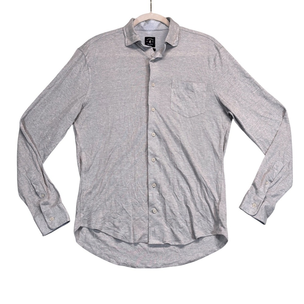 Johnnie-O Top Shelf Mens Lrg Shirt Button Down Long Sleeve‎ Gray Linen Blend